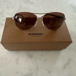 New Burberry Gold Frame Sunglasses with Brown Lenses